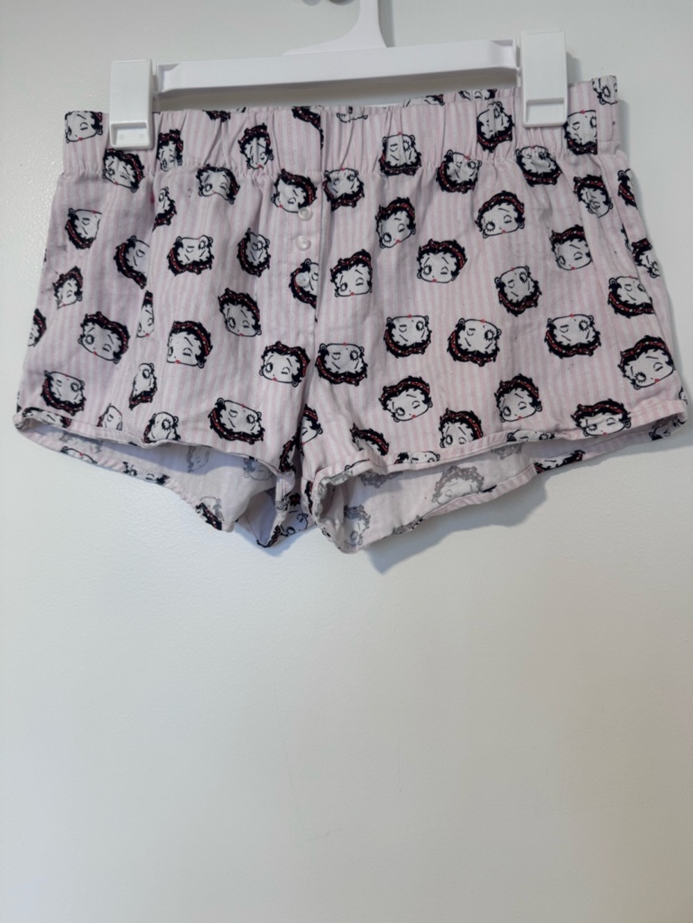 Betty Boop Pink Striped Sleep Shorts with Character Print